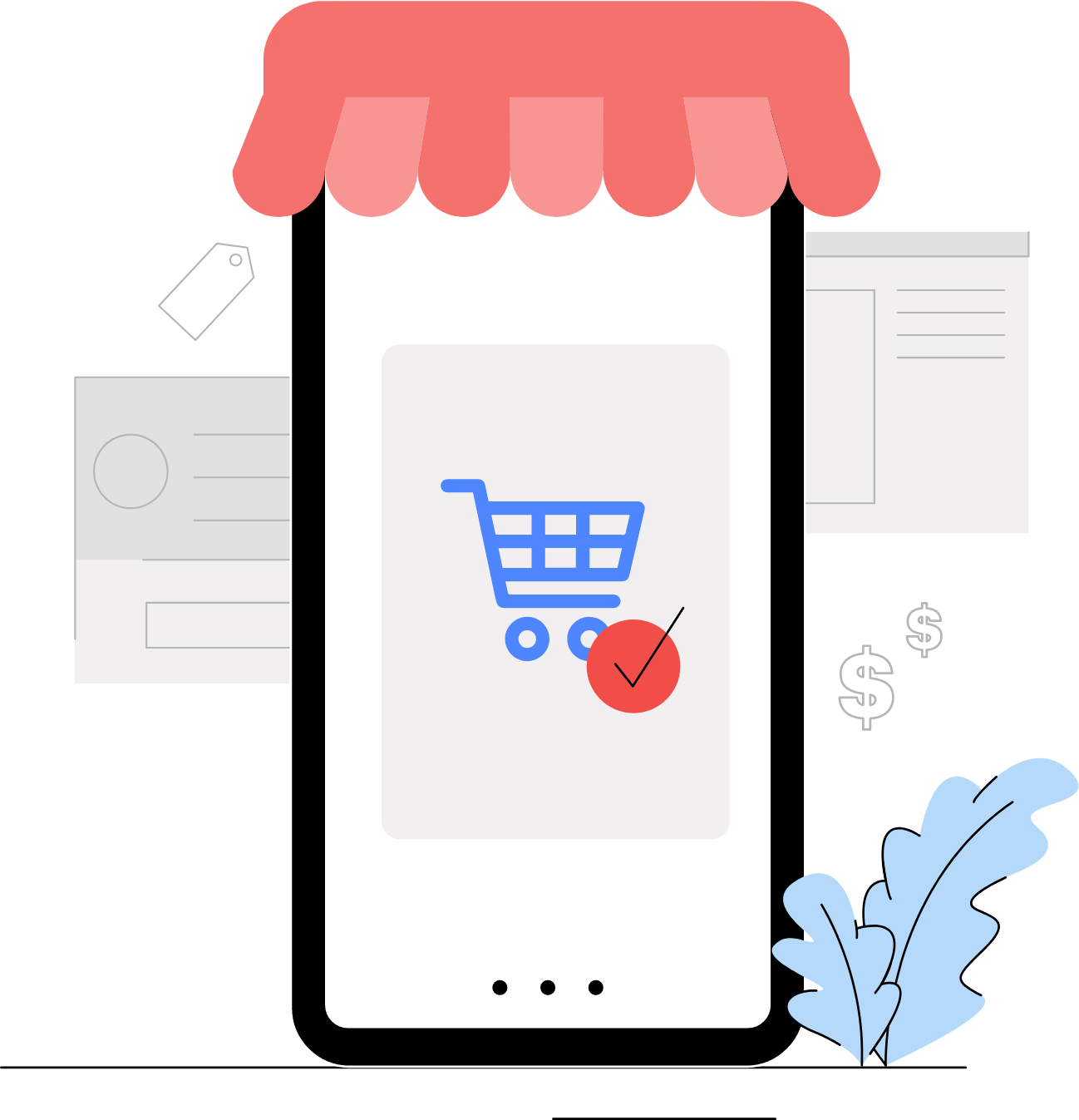 Illustration of online shopping on mobile phone
