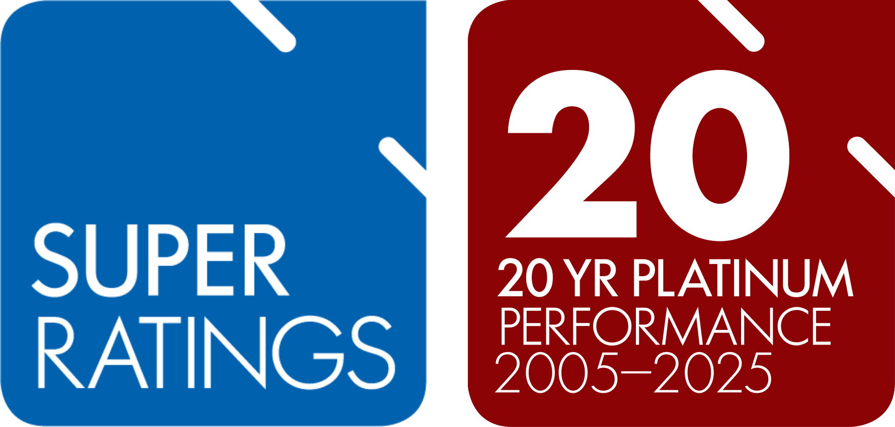 Super Ratings 20 year Platinum Performance 2025 award logo