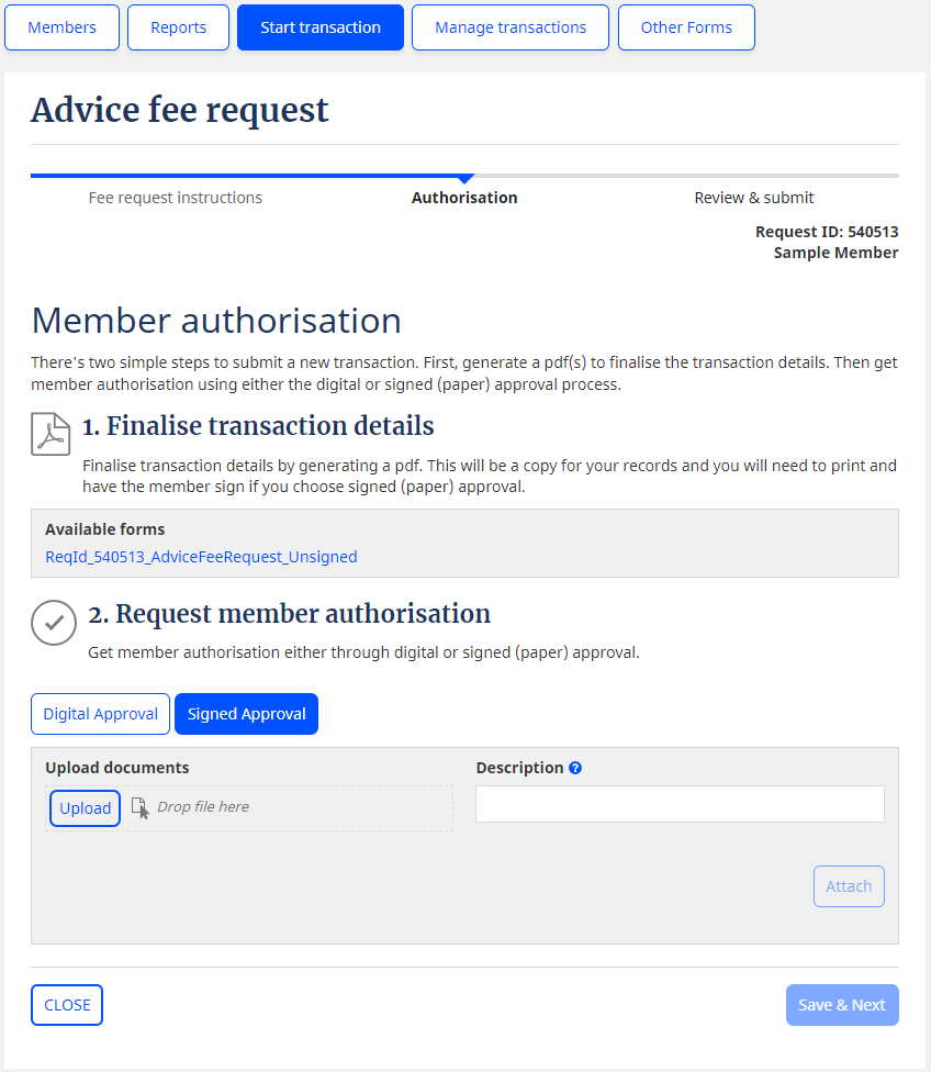 Client authorisation sign PDF form