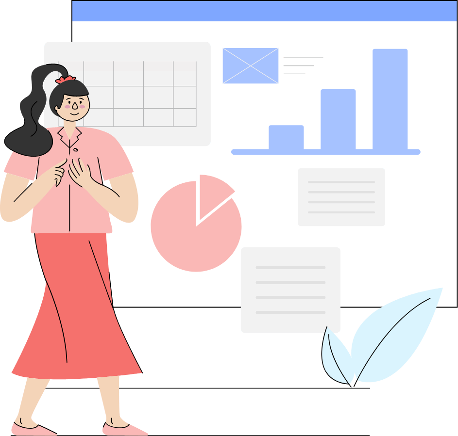 Illustration of woman presenting