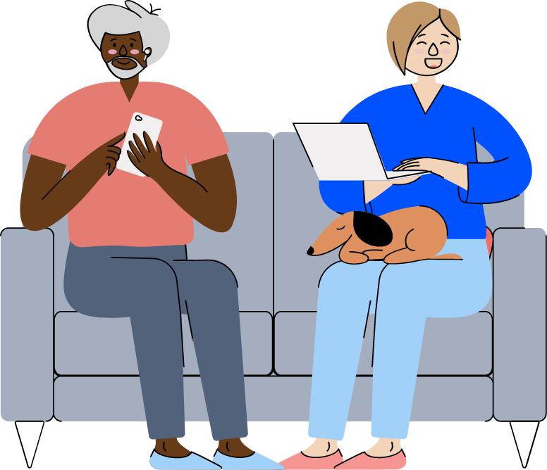 Illustration of couple on couch