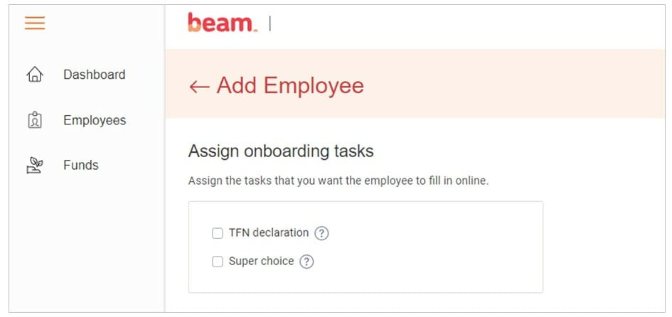 Beam onboarding screen