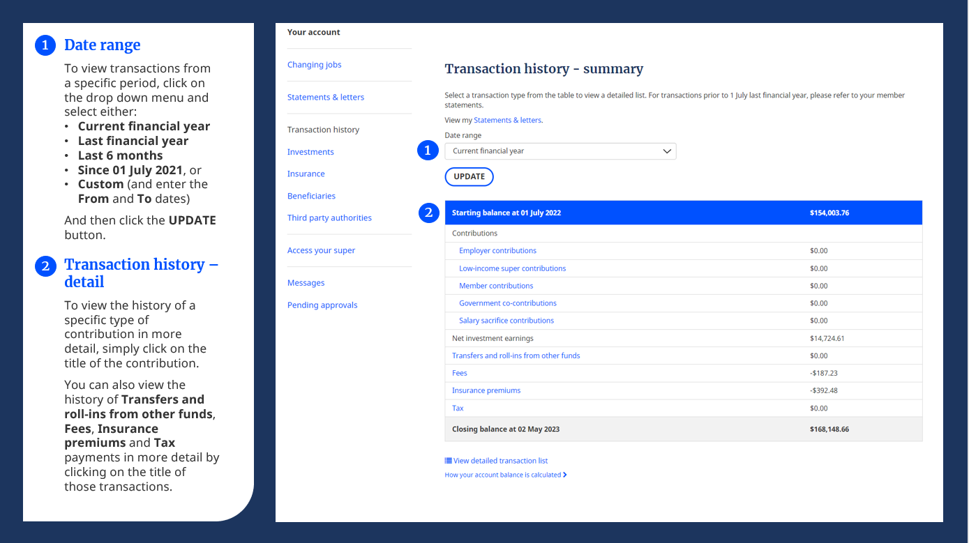 Transaction history