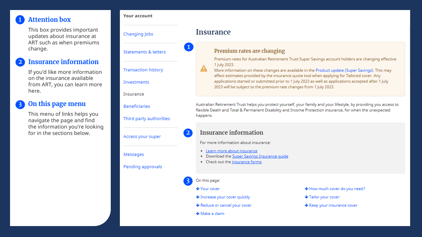 Insurance screens