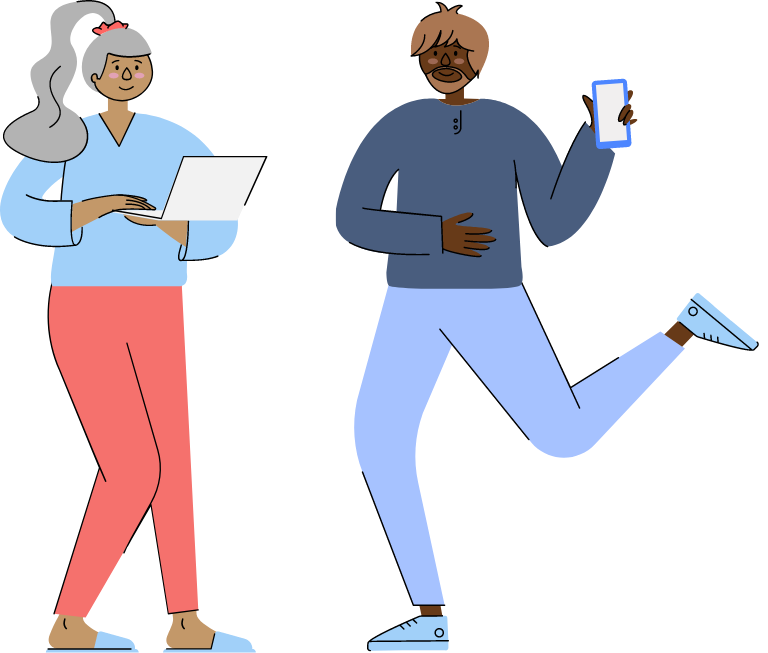 Illustration of people on devices
