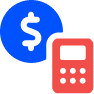 Calculator with money icon
