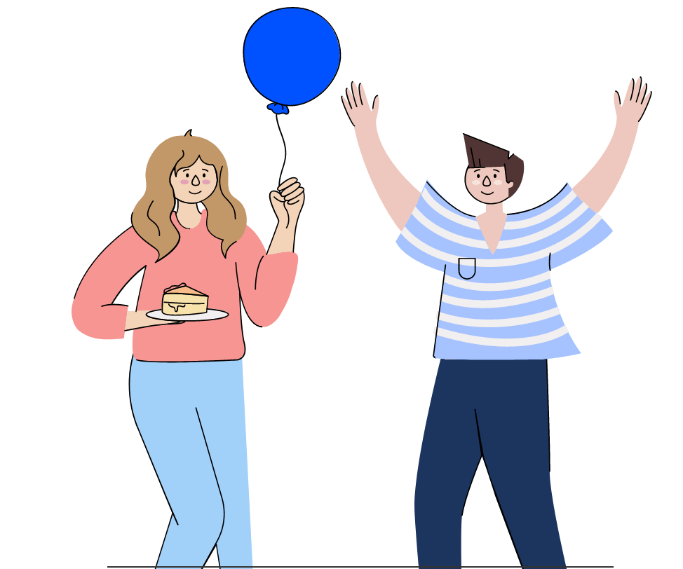 Illustration of two people with a balloon