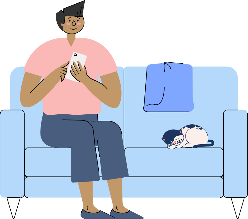 Illustration of a man sitting on couch