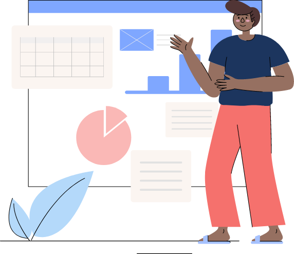 Illustration of a person with a graph