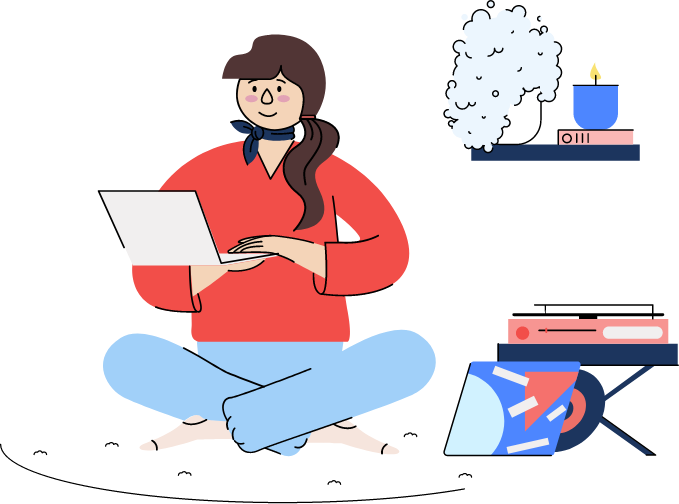 Illustration of a girl on laptop
