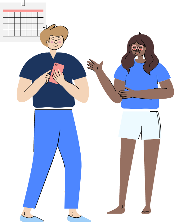 Illustration of a couple talking by schedule