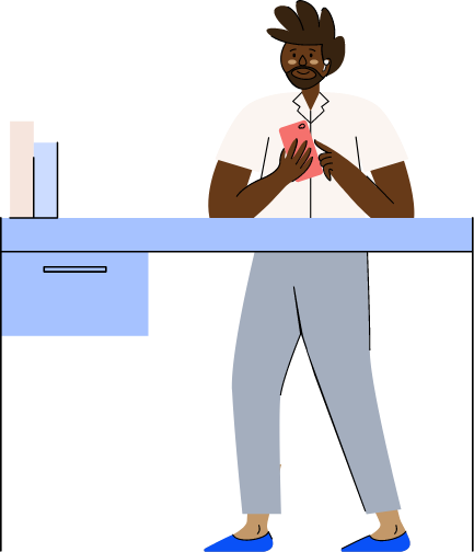 Illustration of a man at desk