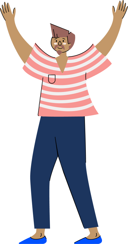 Illustration of a person with stripey shirt