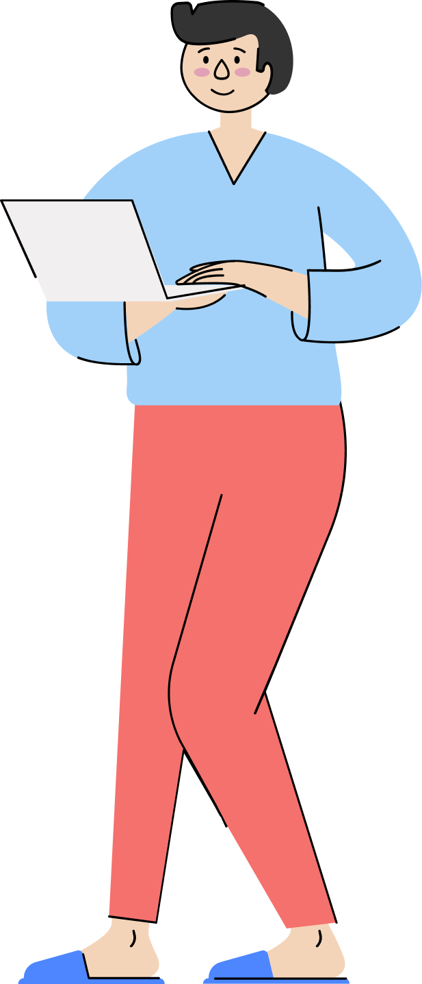 Illustration of a person holding a laptop